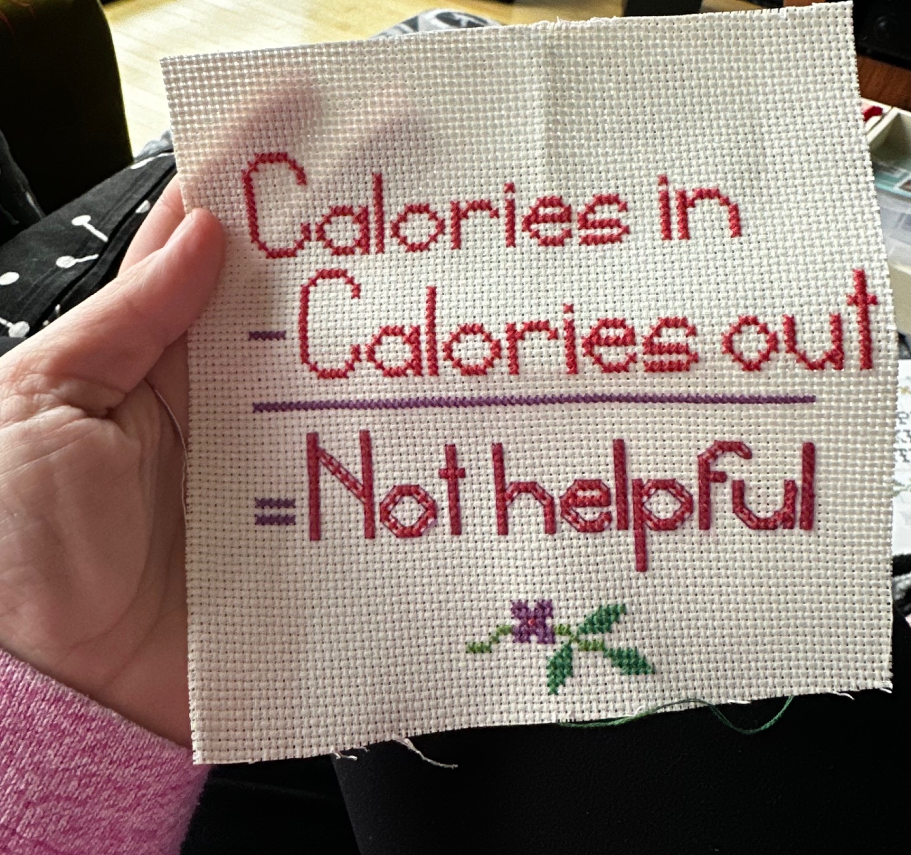 Cross-stitch reading: Calories in - Calories out = Not helpful