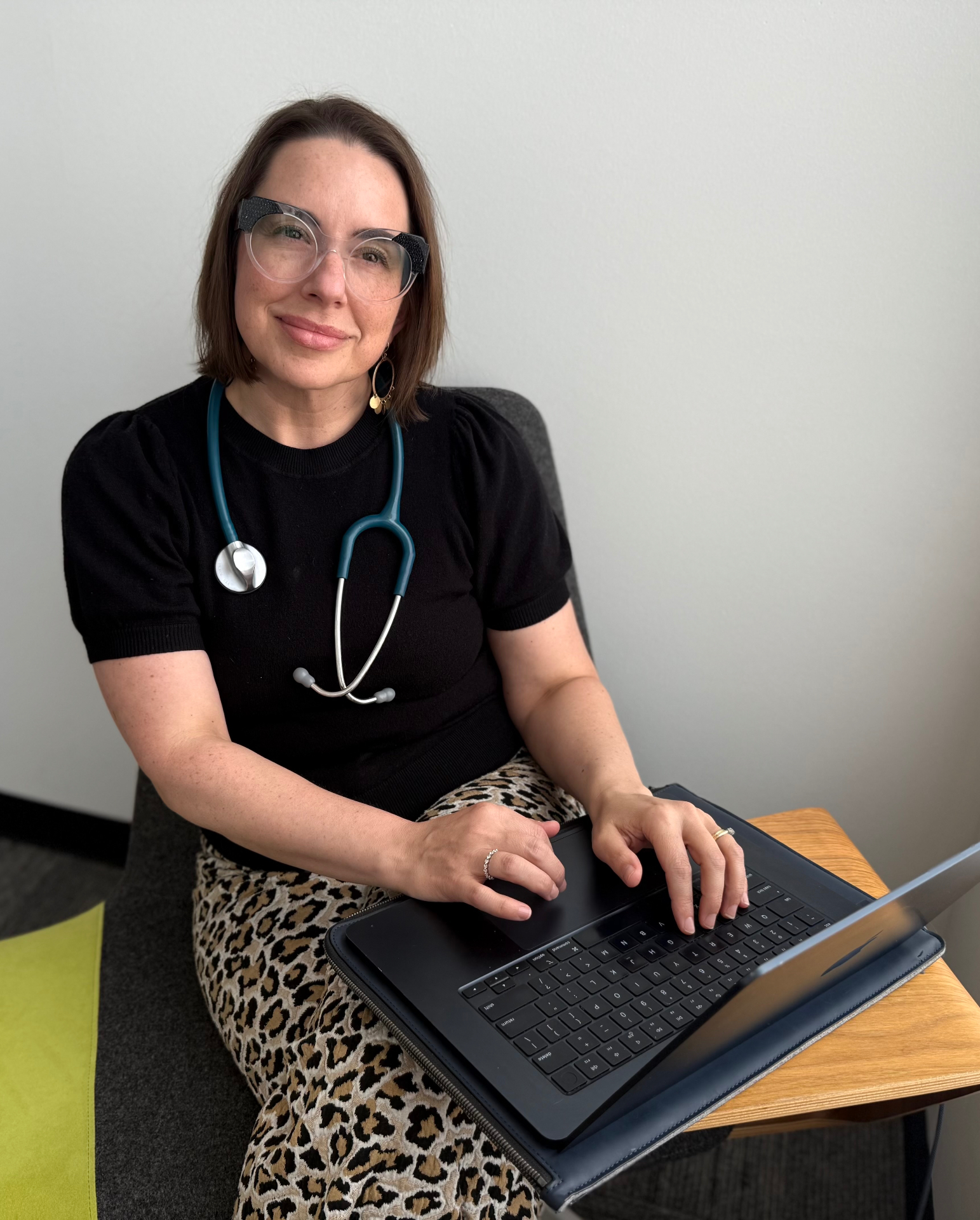 Renee Storm at a clinical workstation